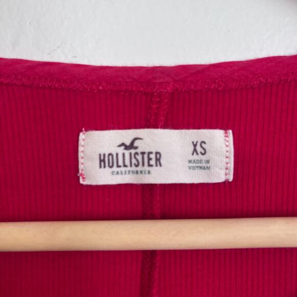 VTG Y2K Hollister Womens Ribbed Henley Top Size XS Red Bella Swan Elena Gilbert - Picture 6 of 6